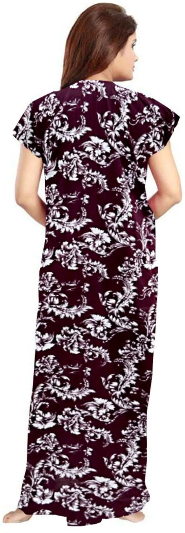 Pack_of_2_Cotton_Printed_Nighty_For_Women_|_Maroon_&_Blue