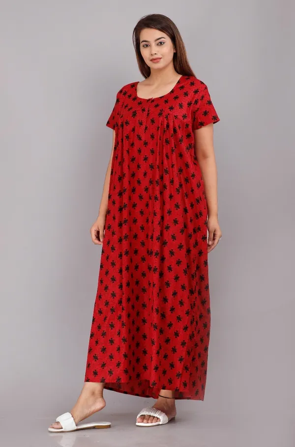 Pack_of_2_Pure_Cotton_Printed_Nighty_For_Women_|_Pink_&_Red