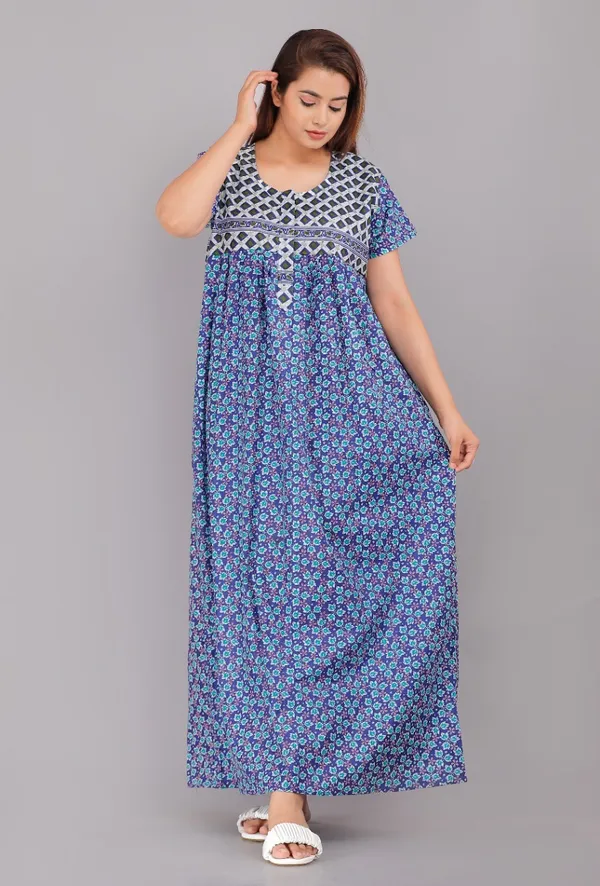 Pack_of_2_Pure_Cotton_Printed_Nighty_For_Women_|_Yellow_&_Blue