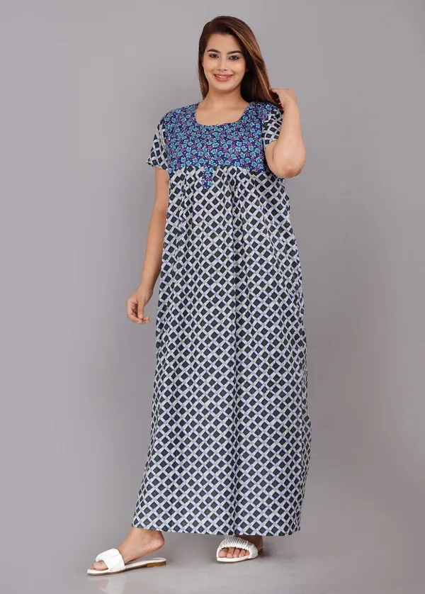 Pack_of_2_Pure_Cotton_Printed_Nighty_For_Women_|_Blue_&_Red