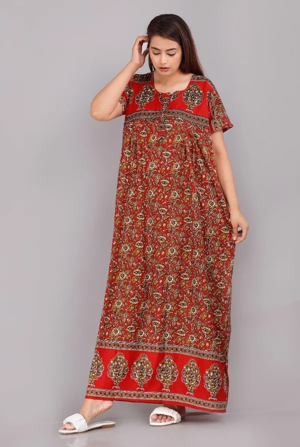 Pack_of_2_Pure_Cotton_Printed_Nighty_For_Women_|_Blue_&_Red