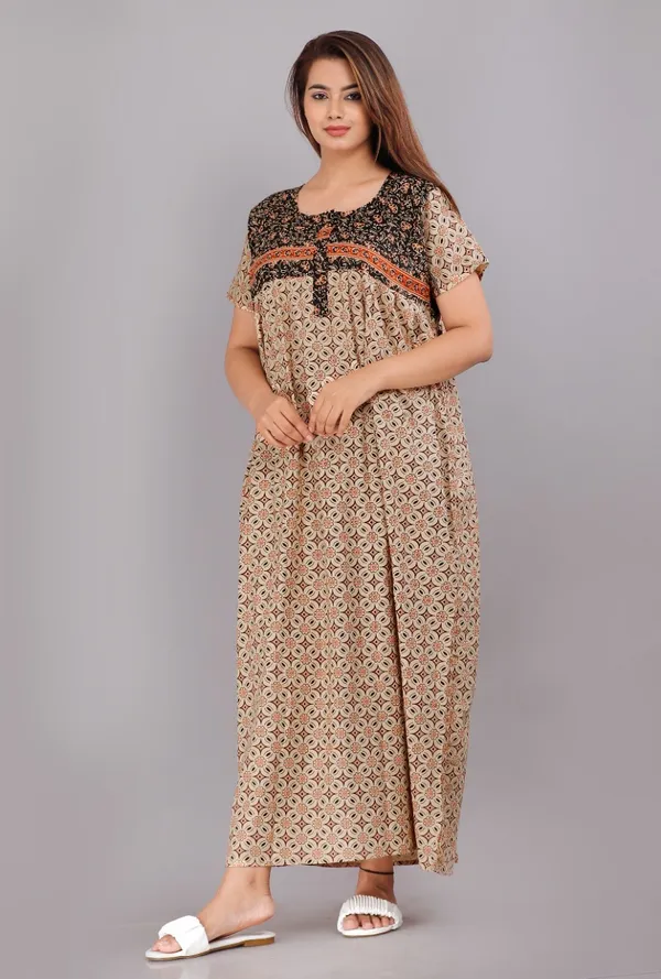 Pack_of_2_Pure_Cotton_Printed_Nighty_For_Women_|_Black_&_Brown