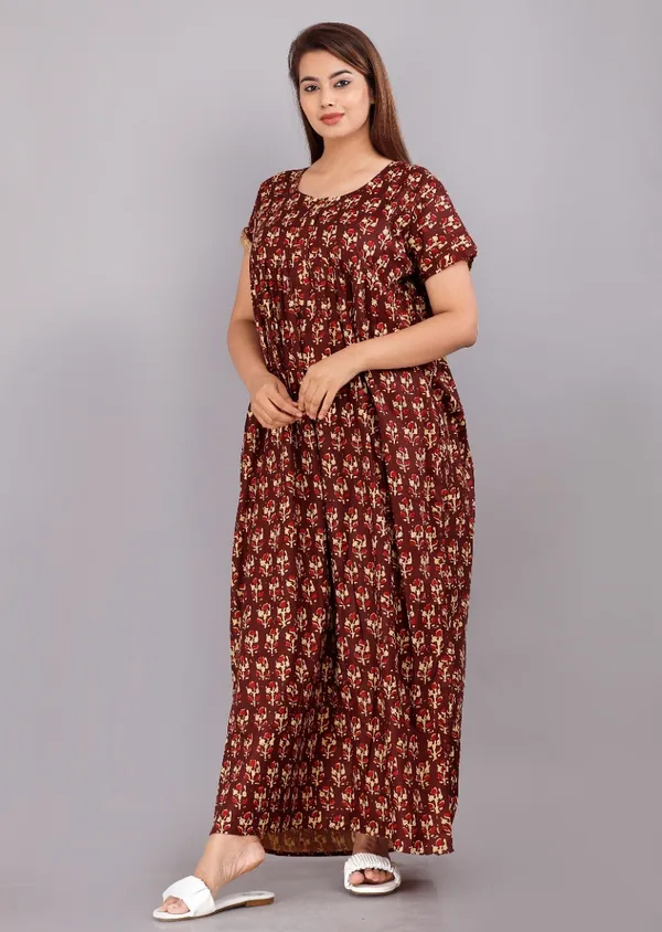 Pack_of_2_Pure_Cotton_Printed_Nighty_For_Women_|_Maroon_&_Blue