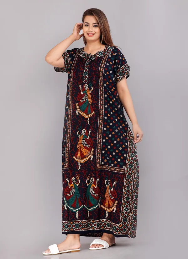 Pack_of_2_Pure_Cotton_Printed_Nighty_For_Women_|_Maroon_&_Blue