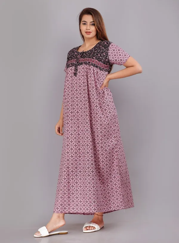 Pack_of_2_Pure_Cotton_Printed_Nighty_For_Women_|_Orange_&_Pink