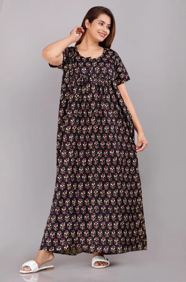 Pack_of_2_Pure_Cotton_Printed_Nighty_For_Women_|_Green_&_Blue