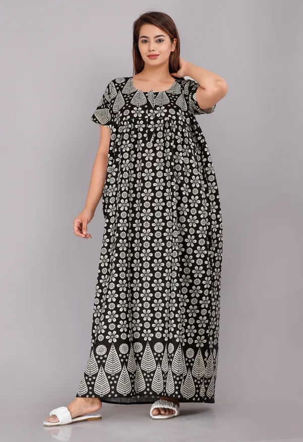 Pack_of_2_Pure_Cotton_Printed_Nighty_For_Women_|_Red_&_Black