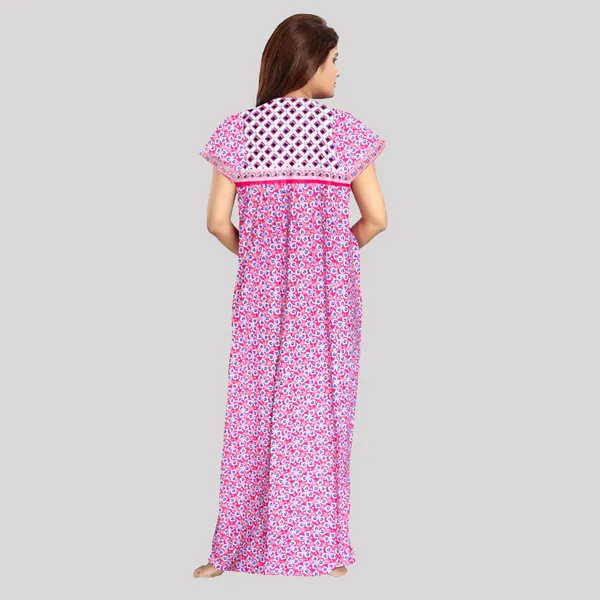 Pack_of_2_Pure_Cotton_Printed_Nighty_For_Women_|_Pink_&_Brown