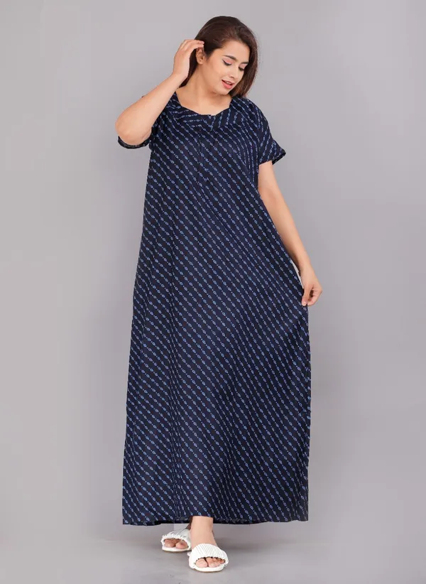 Pack_of_2_Pure_Cotton_Printed_Nighty_For_Women_|_Blue_&_Maroon