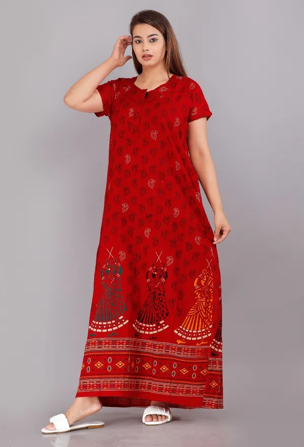 Pack_of_2_Pure_Cotton_Printed_Nighty_For_Women_|_Red_&_Blue