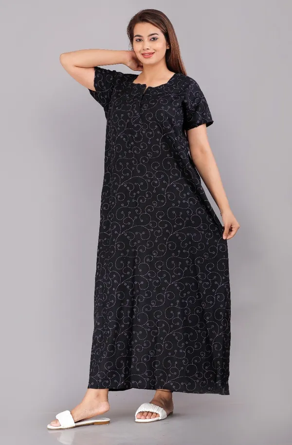Pack_of_2_Pure_Cotton_Printed_Nighty_For_Women_|_Maroon_&_Black