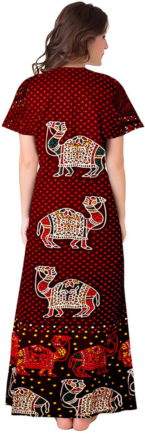 Pack_of_2_Pure_Cotton_Printed_Nighty_For_Women_|_Maroon_&_Black