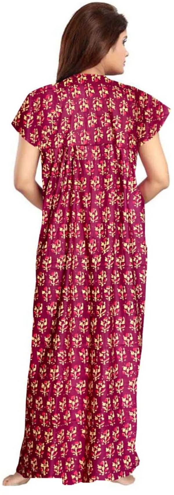 Pack_of_2_Pure_Cotton_Printed_Nighty_For_Women_|_Green_&_Maroon