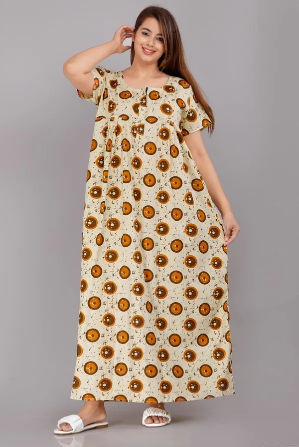 Pack_of_2_Pure_Cotton_Printed_Nighty_For_Women_|_Yellow_&_Green