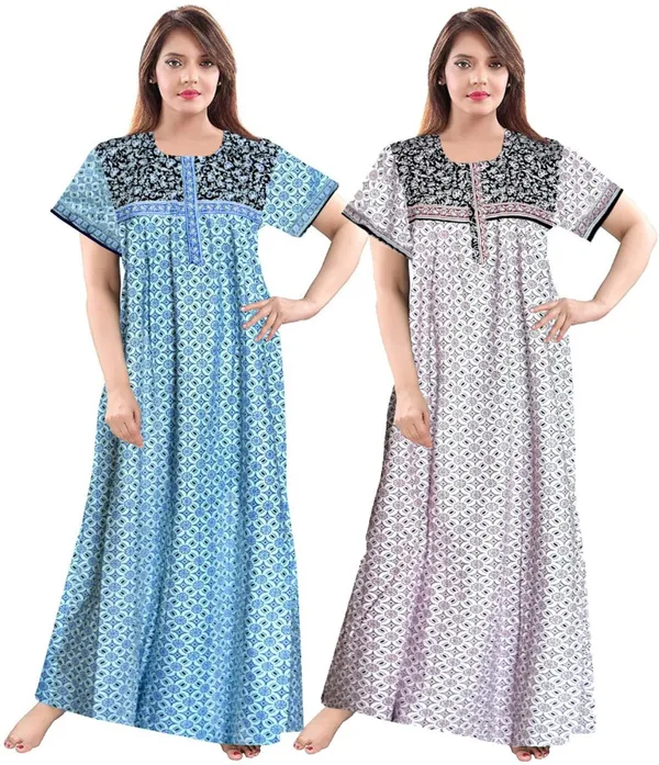 Pack_of_2_Pure_Cotton_Printed_Nighty_For_Women_|_Blue_&_Pink