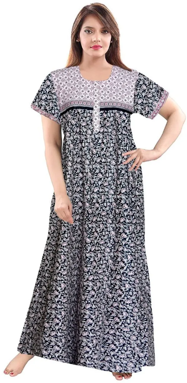 Pack_of_2_Pure_Cotton_Printed_Nighty_For_Women_|_Blue_&_Black