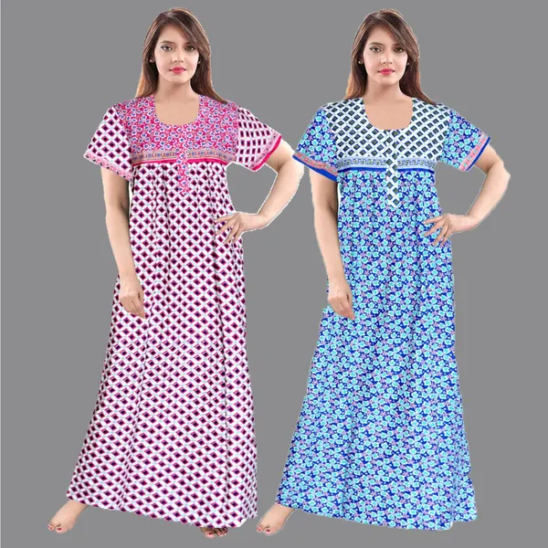 Pack_of_2_Pure_Cotton_Printed_Nighty_For_Women_|_Blue_&_Pink