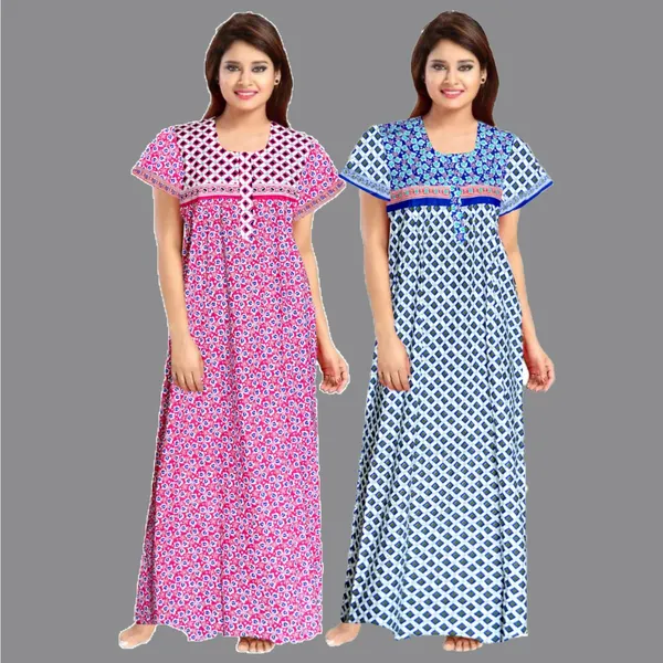 Pack_of_2_Pure_Cotton_Printed_Nighty_For_Women_|_White_&_Blue