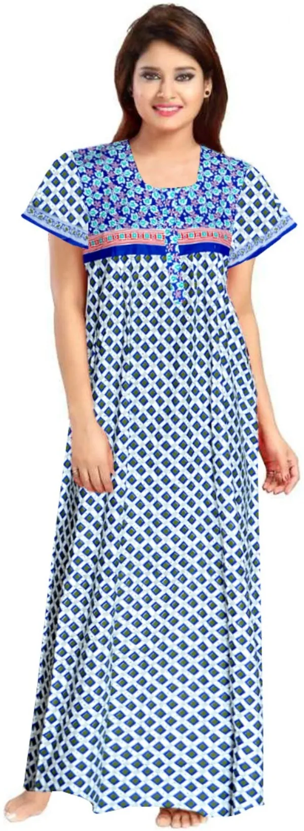 Pack_of_2_Pure_Cotton_Printed_Nighty_For_Women_|_White_&_Blue