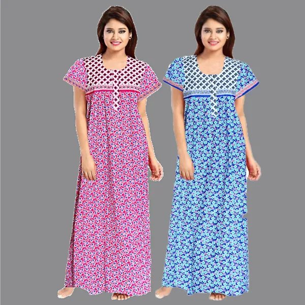 Pack_of_2_Pure_Cotton_Printed_Nighty_For_Women_|_Blue_&_Light_Blue
