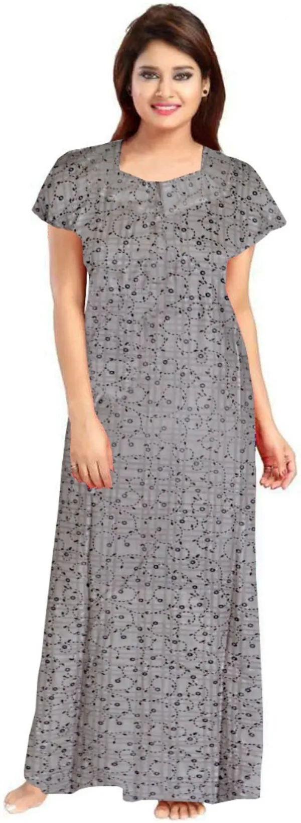 Pack_of_2_Pure_Cotton_Printed_Nighty_For_Women_|_Grey_&_Brown