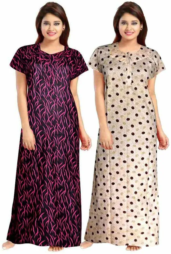 Pack_of_2_Pure_Cotton_Printed_Nighty_For_Women_|_Pink_&_Beige