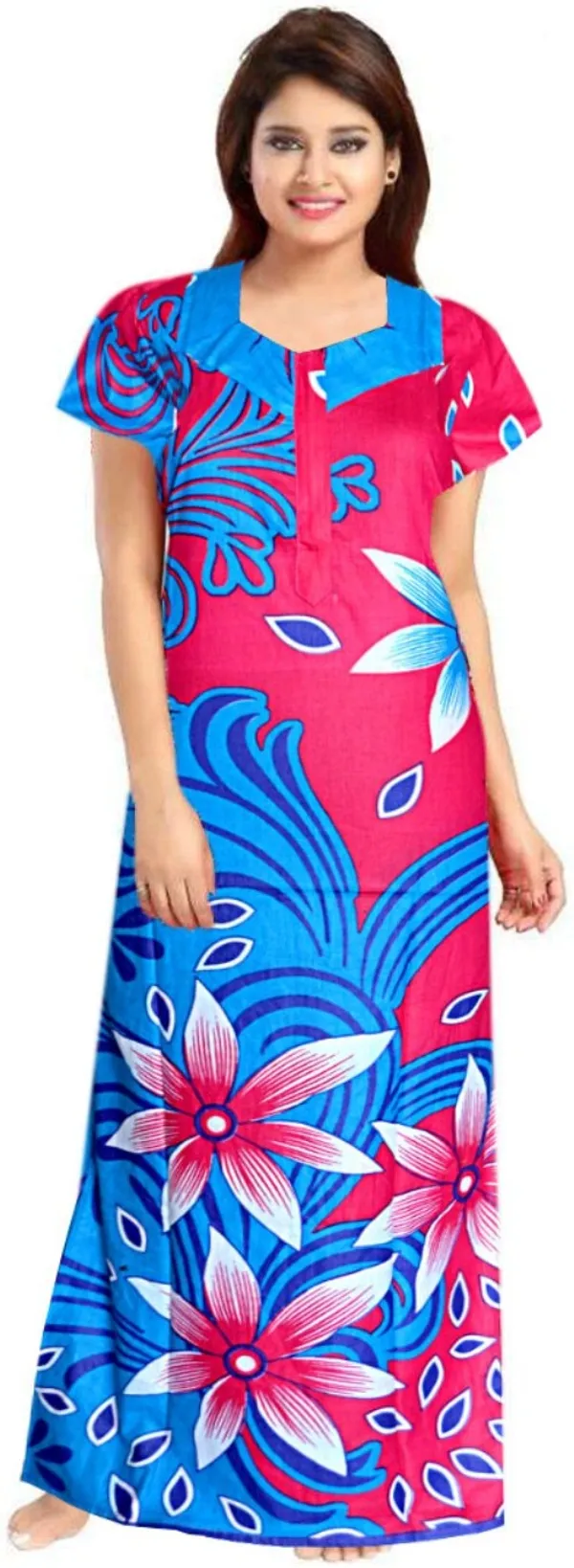 Pack_of_2_Pure_Cotton_Printed_Nighty_For_Women_|_Green_&_Pink_&_Blue