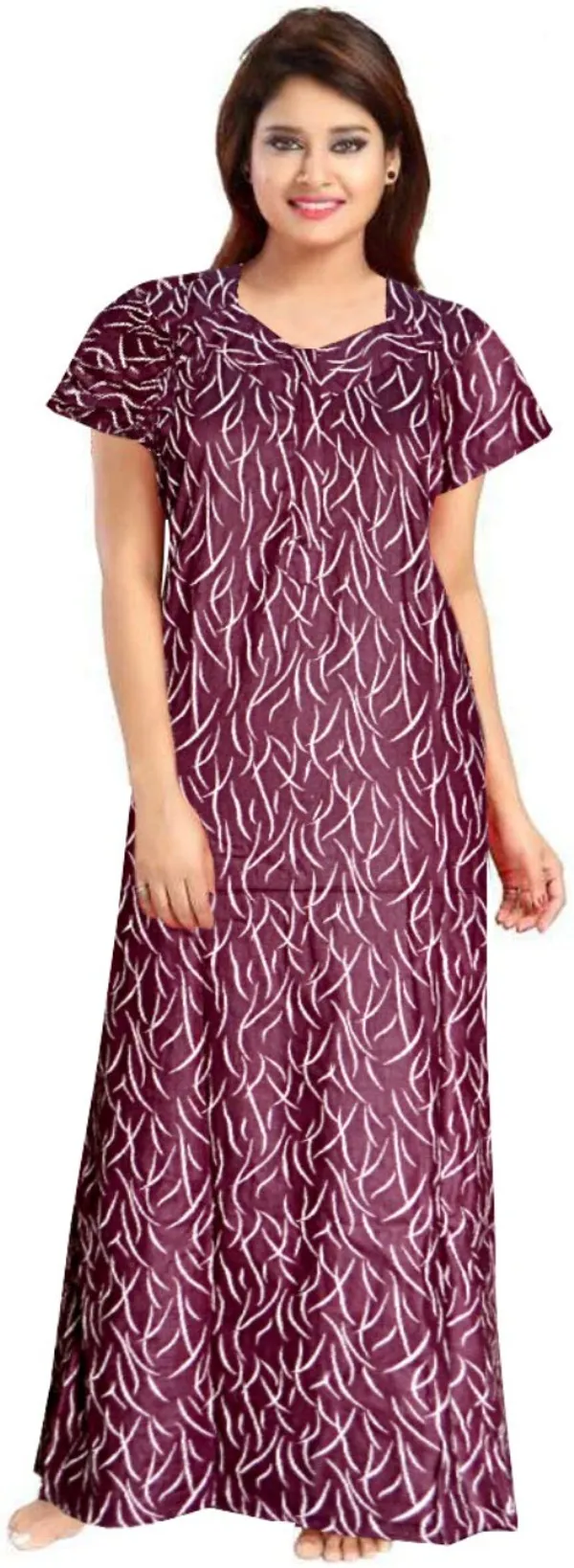 Pack_of_2_Pure_Cotton_Floral_Nighty_For_Women_|_Orange_&_Maroon