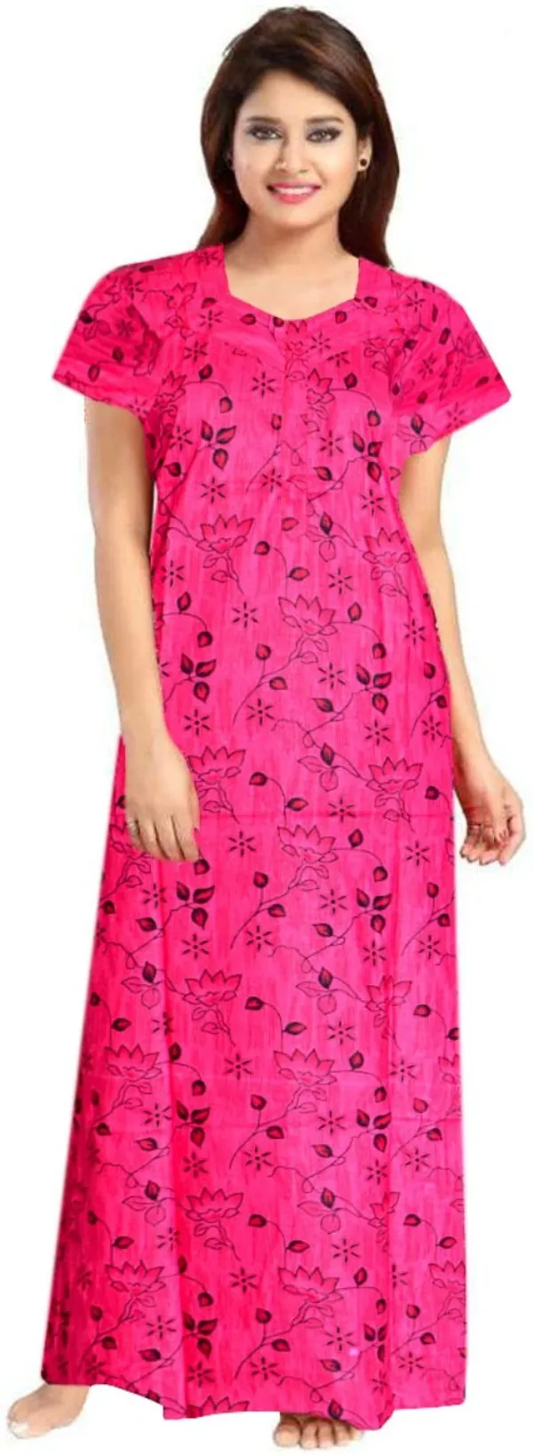 Pack_of_2_Pure_Cotton_Floral_Nighty_For_Women_|_Yellow_&_Pink