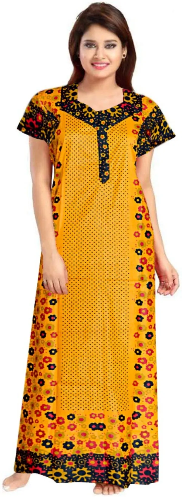 Pack_of_2_Pure_Cotton_Floral_Nighty_For_Women_|_Yellow_&_Pink
