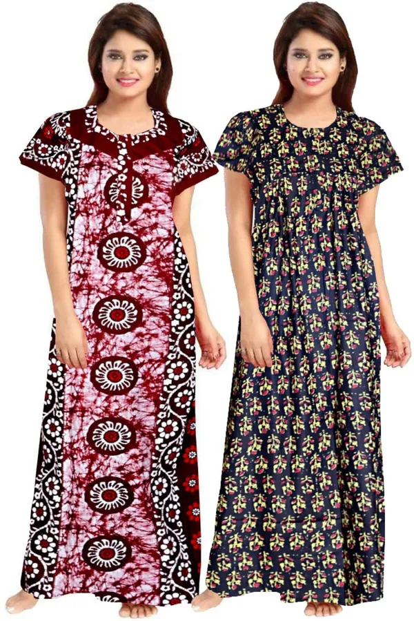Pack_of_2_Pure_Cotton_Printed_Nighty_For_Women_|_Red_&_Black