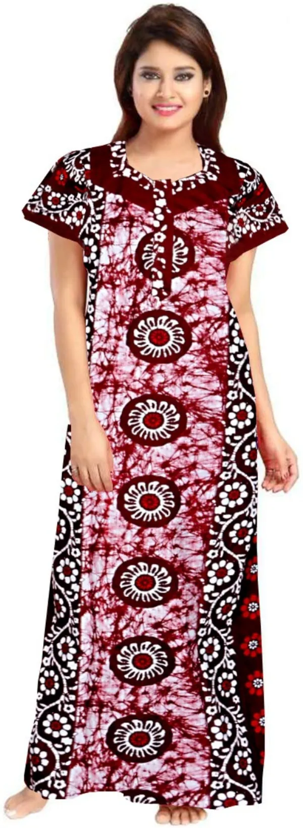 Pack_of_2_Pure_Cotton_Printed_Nighty_For_Women_|_Red_&_Black