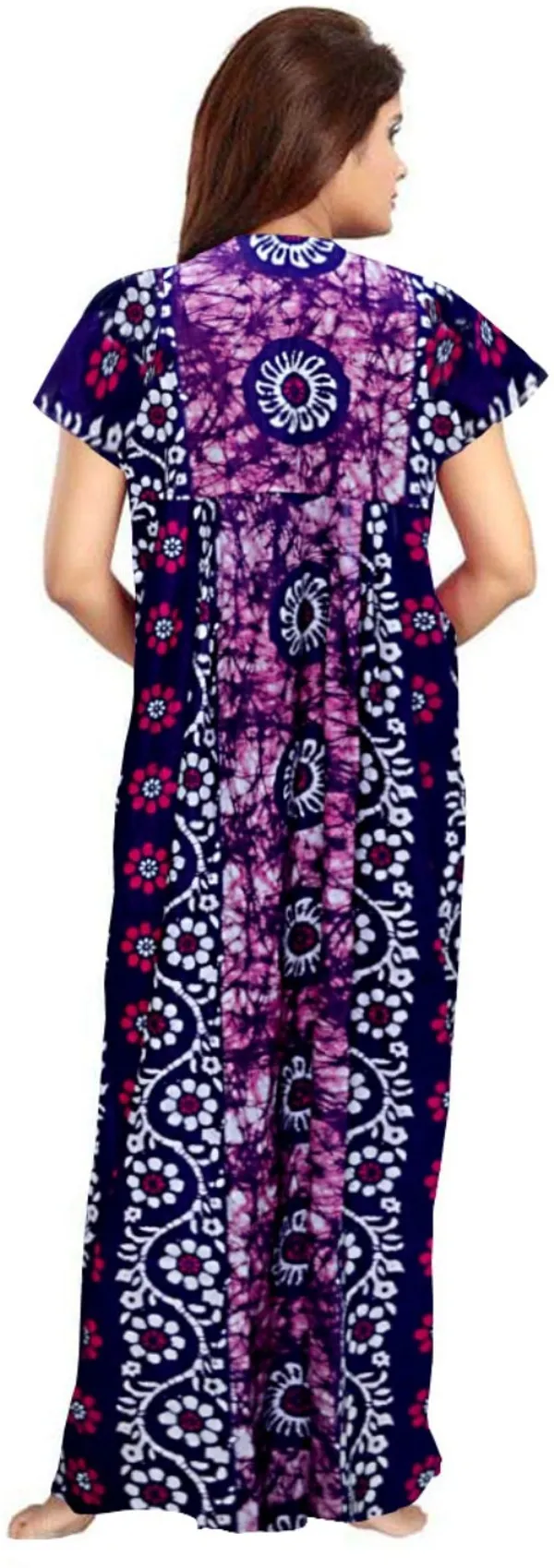 Pack_of_2_Pure_Cotton_Printed_Nighty_For_Women_|_Purple_&_Black