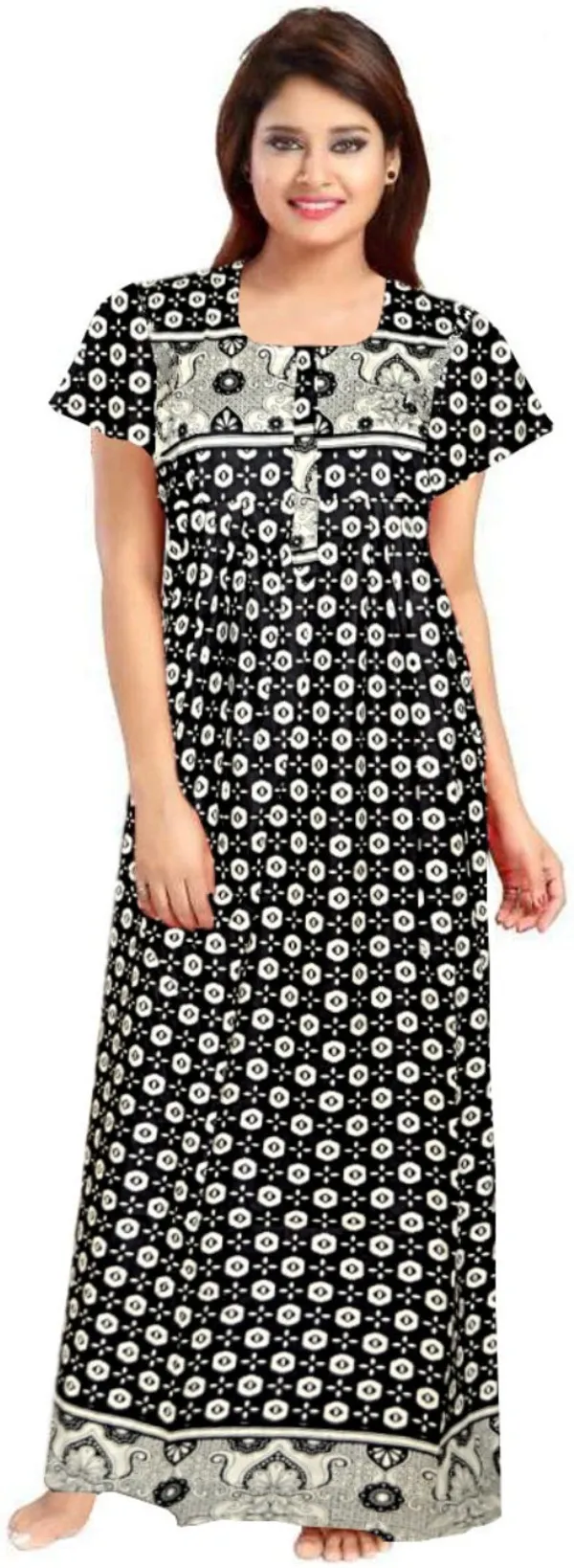 Pack_of_2_Pure_Cotton_Printed_Nighty_For_Women_|_Purple_&_Black