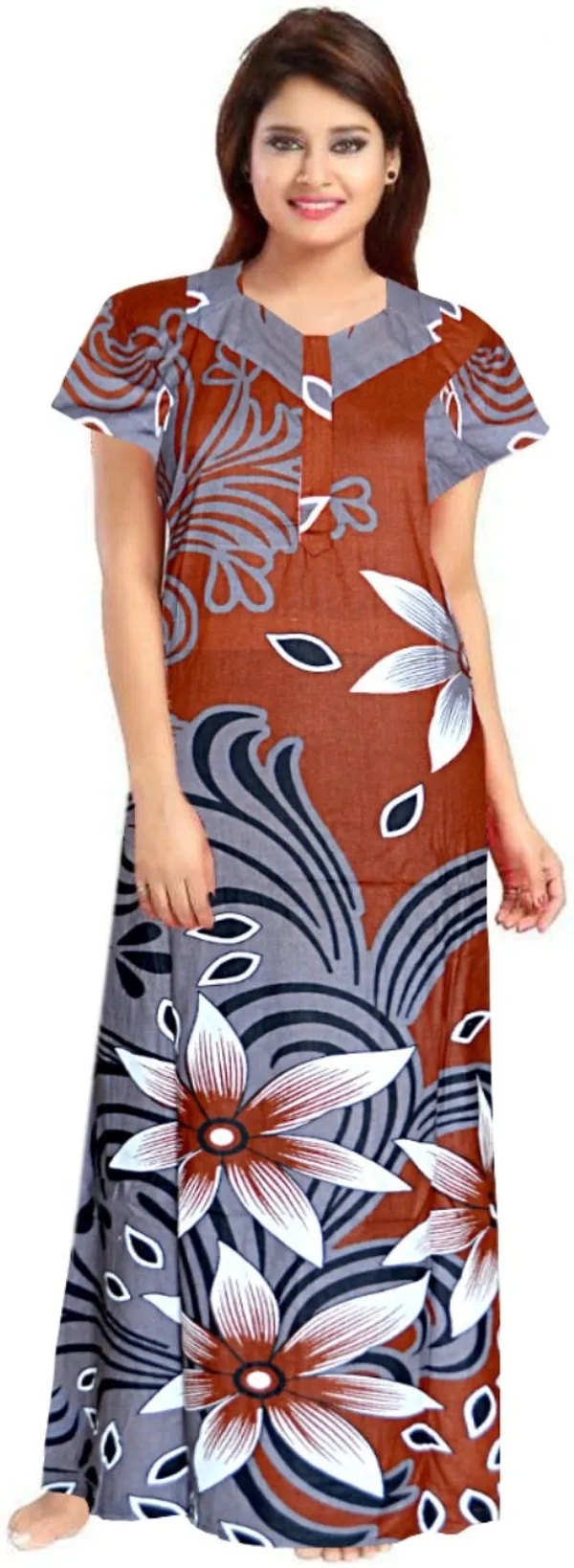 Pack_of_2_Pure_Cotton_Printed_Nighty_For_Women_|_Grey_&_Maroon