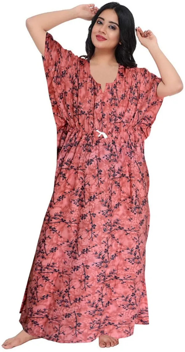 Pack_of_2_Pure_Cotton_Printed_Nighty_For_Women_|_Orange_&_Maroon