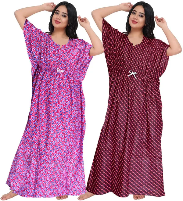 Pack_of_2_Pure_Cotton_Printed_Nighty_For_Women_|_Multicolor