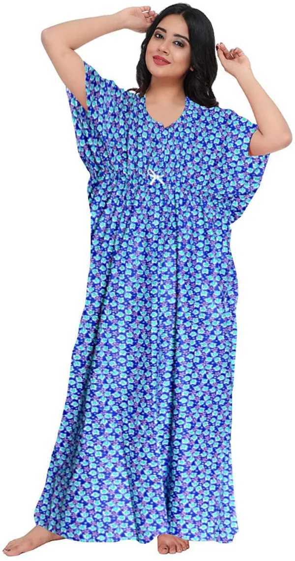 Pack_of_2_Pure_Cotton_Printed_Nighty_For_Women_|_Blue_&_Maroon