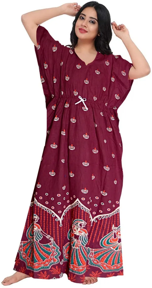 Pack_of_2_Pure_Cotton_Printed_Nighty_For_Women_|_Black_&_Maroon
