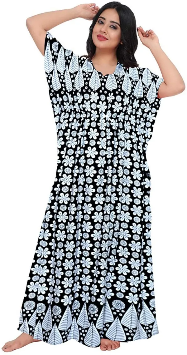 Pack_of_2_Pure_Cotton_Printed_Nighty_For_Women_|_Black_&_Maroon