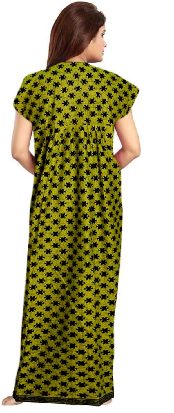 Pack_of_2_Pure_Cotton_Floral_Long_Nighty_For_Women_|_Red_&_Green