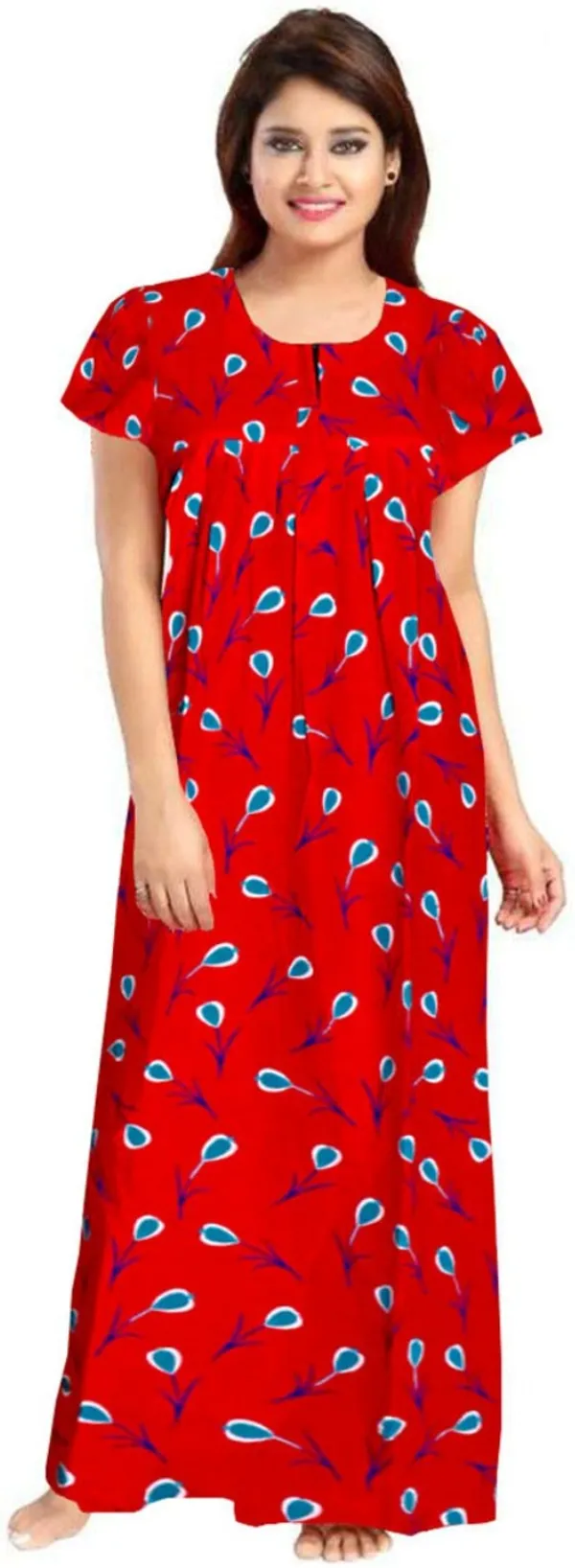 Pack_of_2_Pure_Cotton_Printed_Nighty_For_Women_|_Red_&_Blue