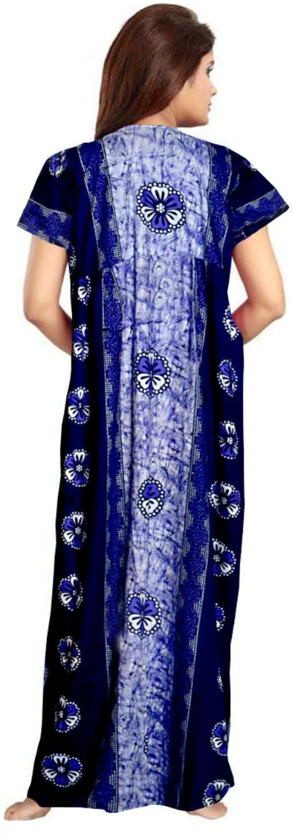 Pack_of_2_Pure_Cotton_Floral_Long_Nighty_For_Women_|_Green_&_Blue
