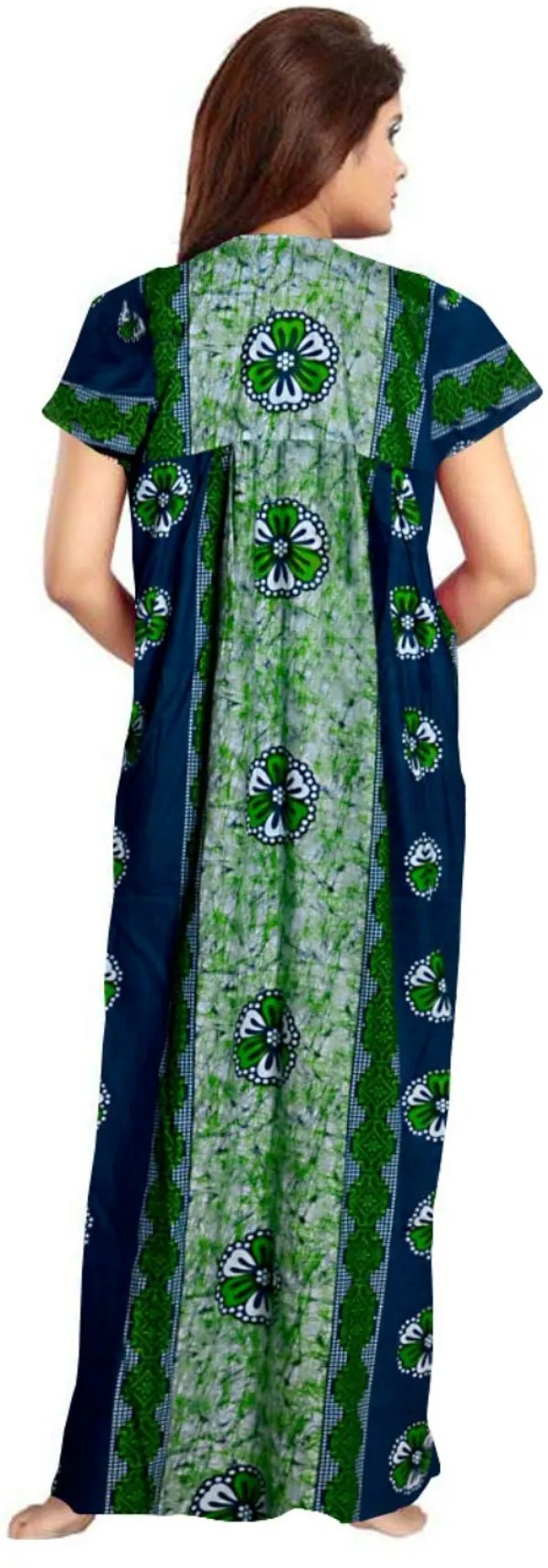 Pack_of_2_Pure_Cotton_Floral_Nighty_For_Women_|_Green_&_Maroon
