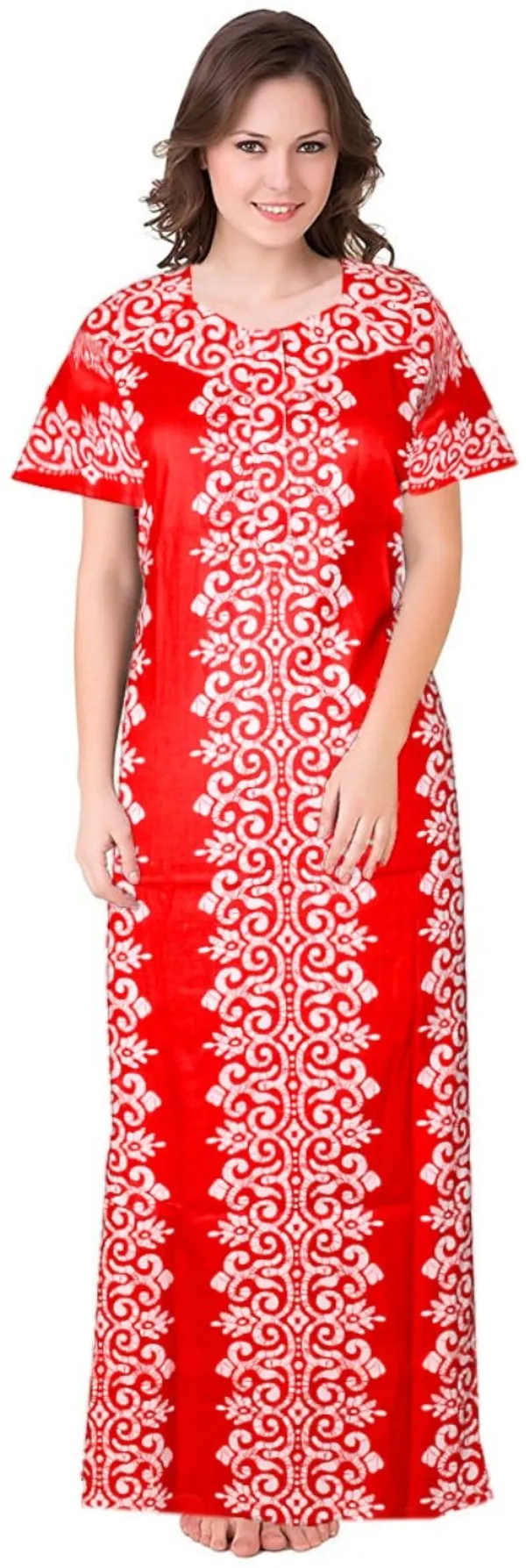 Pack_of_2_Pure_Cotton_Printed_Nighty_For_Women_|_Red_&_Blue