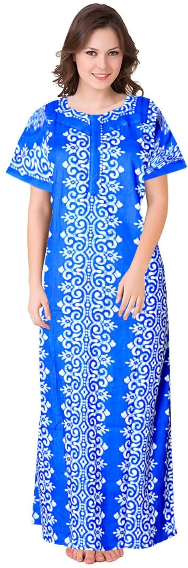 Pack_of_2_Pure_Cotton_Printed_Nighty_For_Women_|_Red_&_Blue