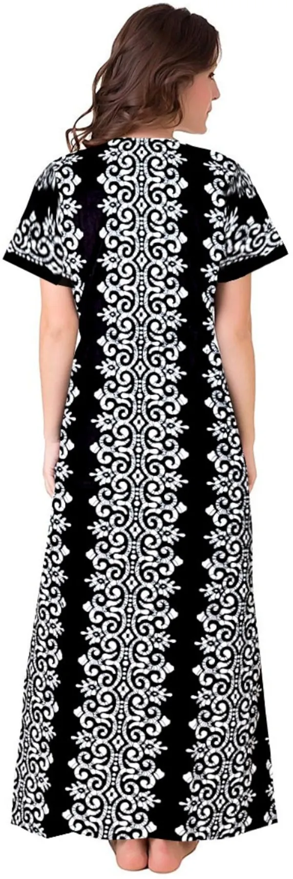 Pack_of_2_Pure_Cotton_Printed_Nighty_For_Women_|_Black_&_Maroon