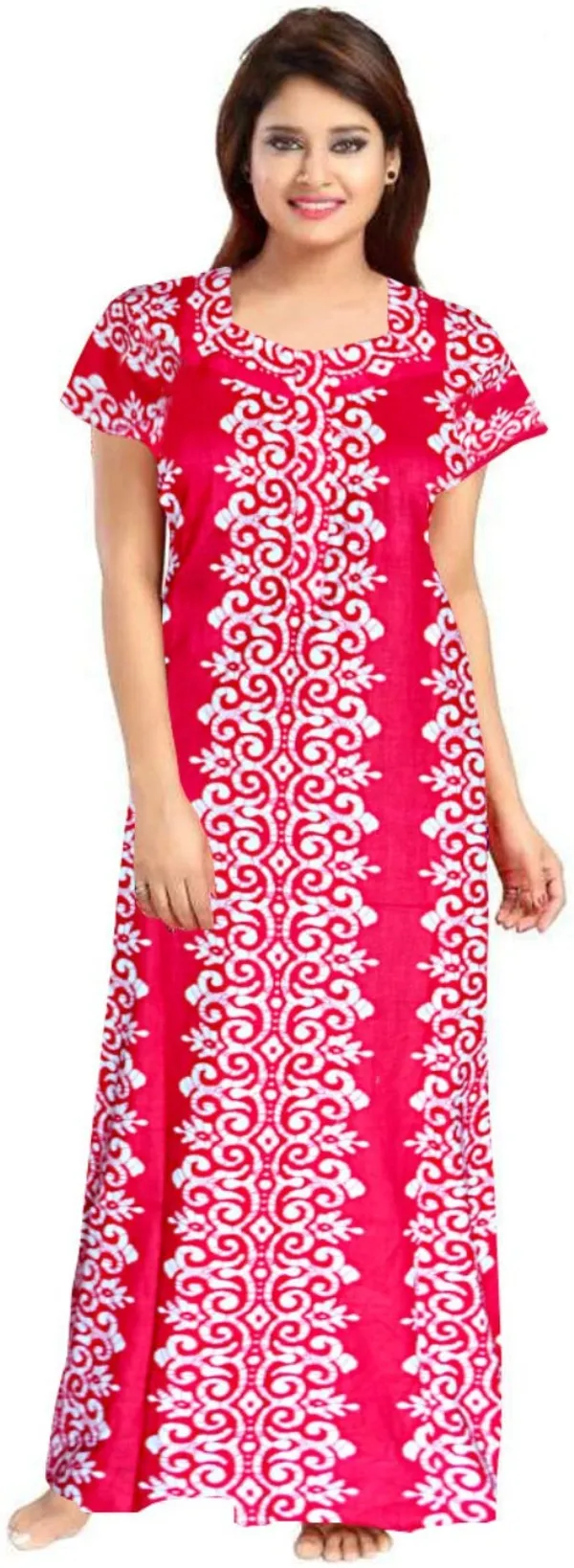 Pack_of_2_Pure_Cotton_Printed_Nighty_For_Women_|_Pink_&_Orange