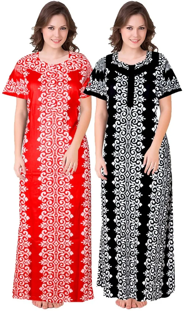 Pack_of_2_Pure_Cotton_Printed_Nighty_For_Women_|_Red_&_Black