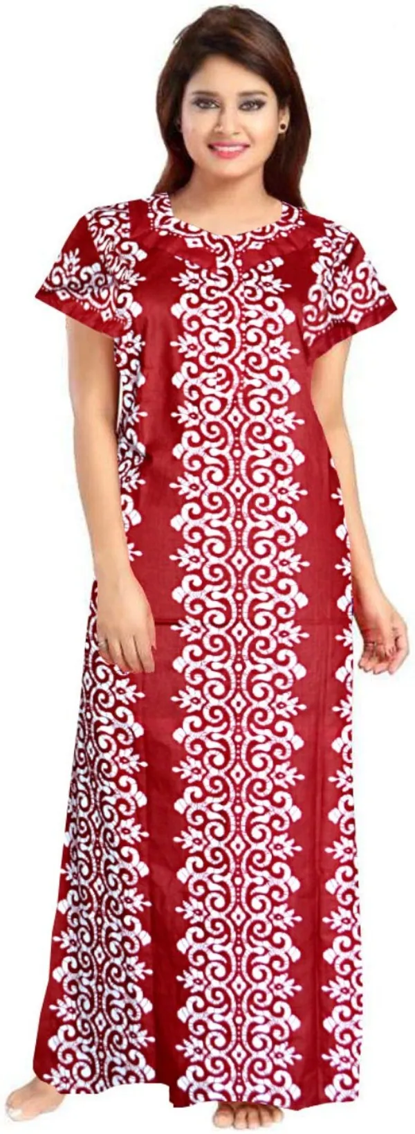 Pack_of_2_Pure_Cotton_Printed_Nighty_For_Women_|_Black_&_Maroon